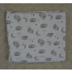Parent's Choice Lamb Sheep Baby Receiving Blanket Moon Stars Gray White Flannel